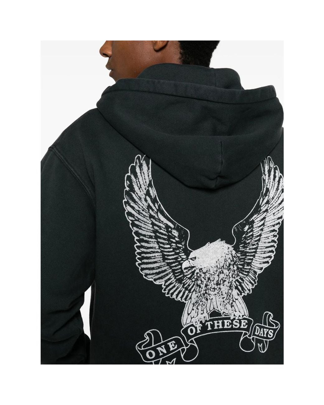 One Of These Days Black Graphic-Print Zip-Up Hoodie for men