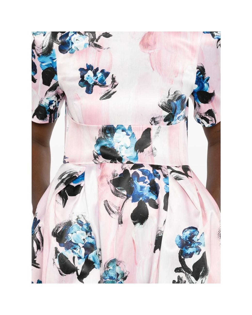 Stine Goya Blue Floral-Print Pleated Midi Dress