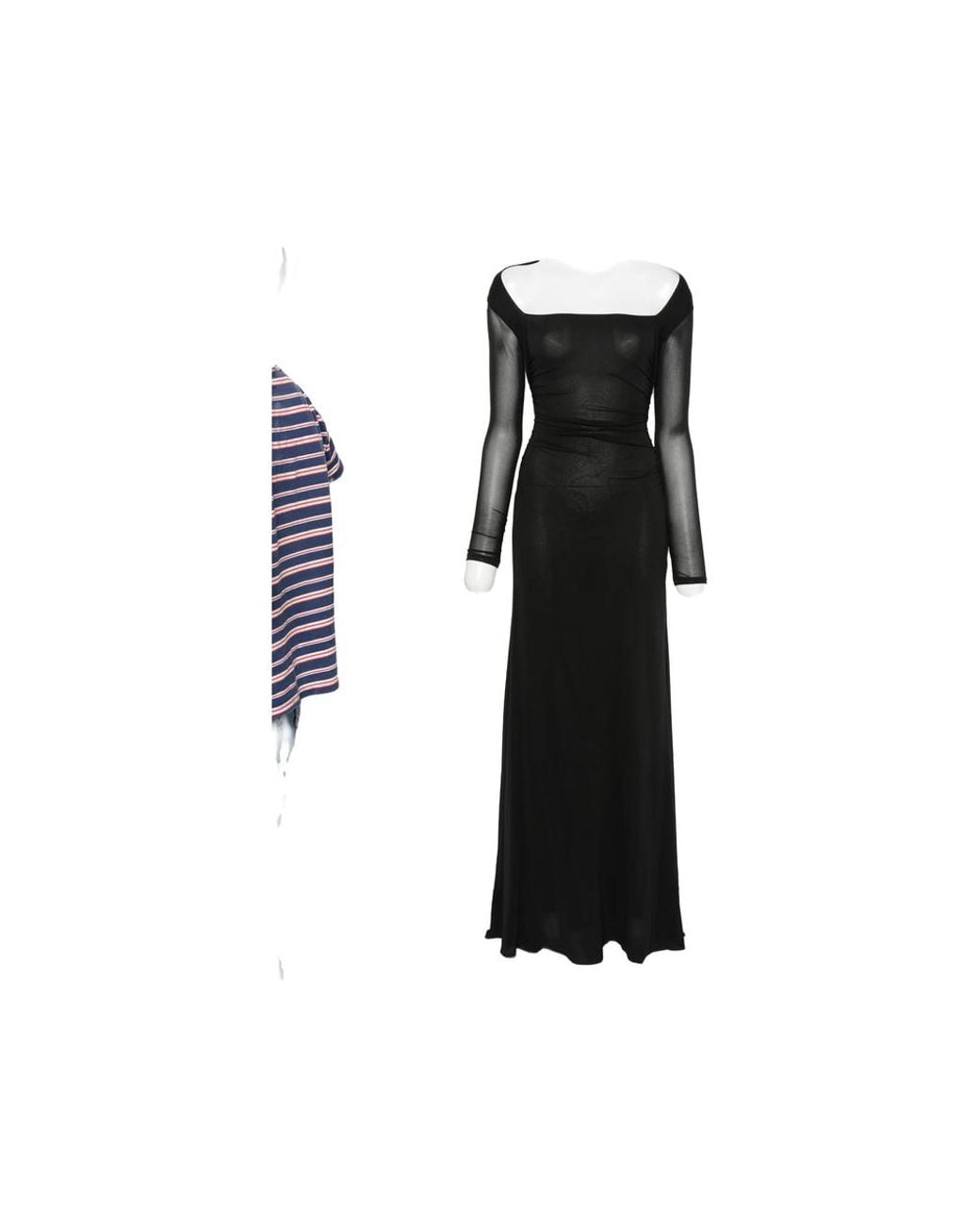 Diane von Furstenberg Black Ruched Long-Sleeve Maxi Dress