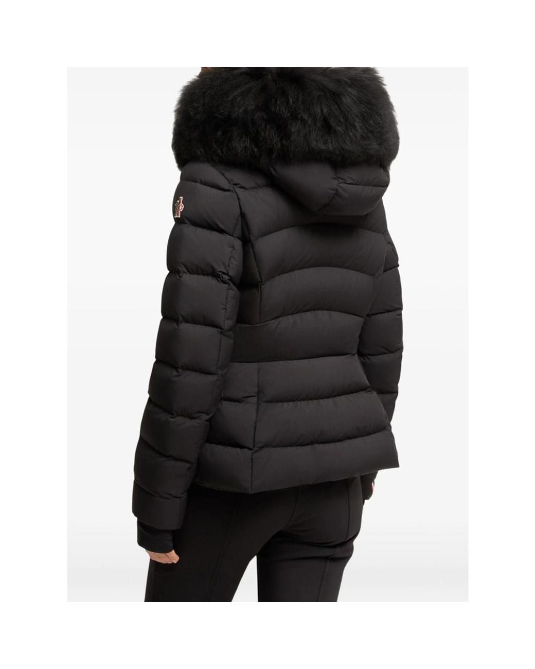 Moncler Black Faux-Fur Trim Quilted Jacket