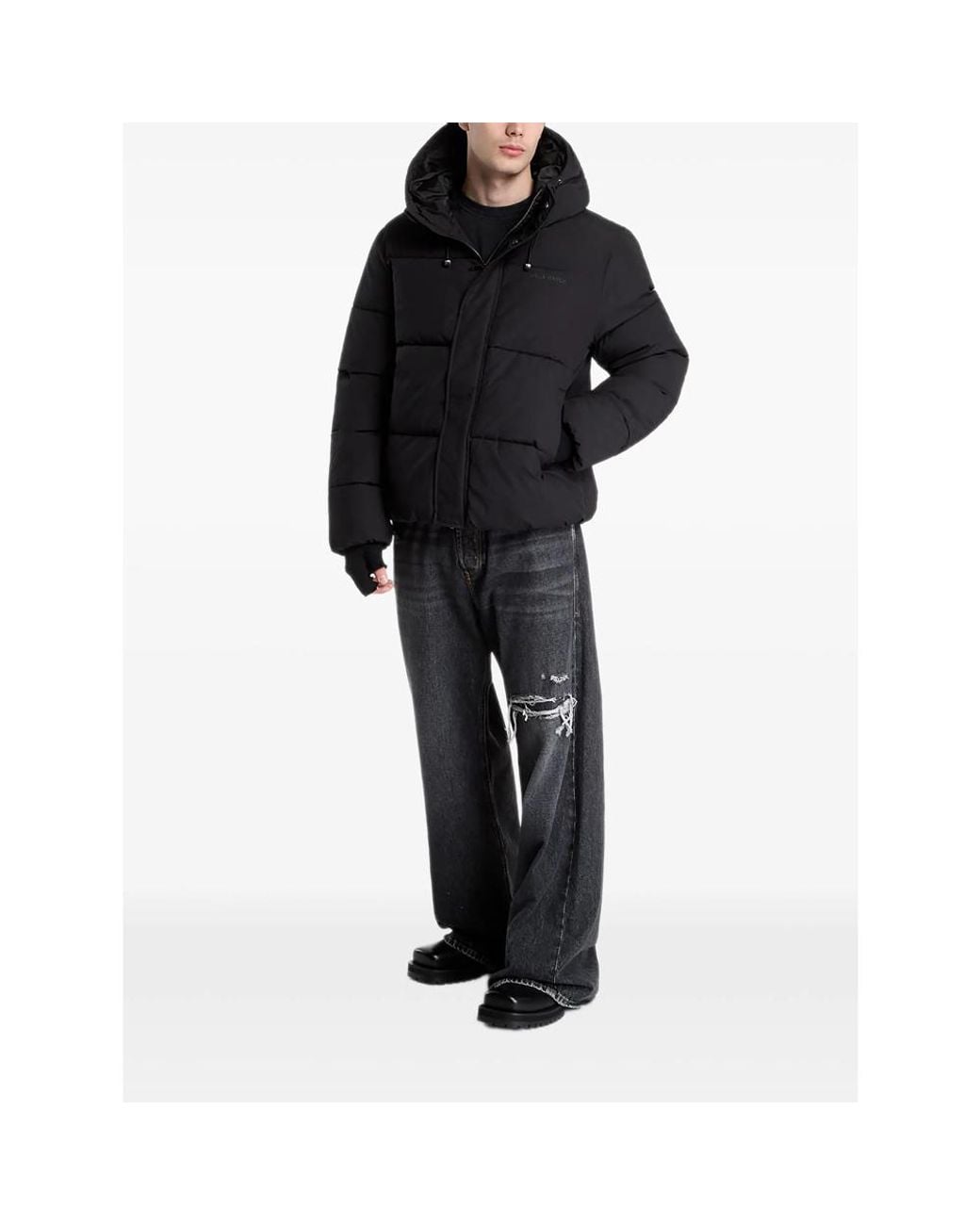 Daily Paper Black Sealed Monogram Puffer Jacket for men