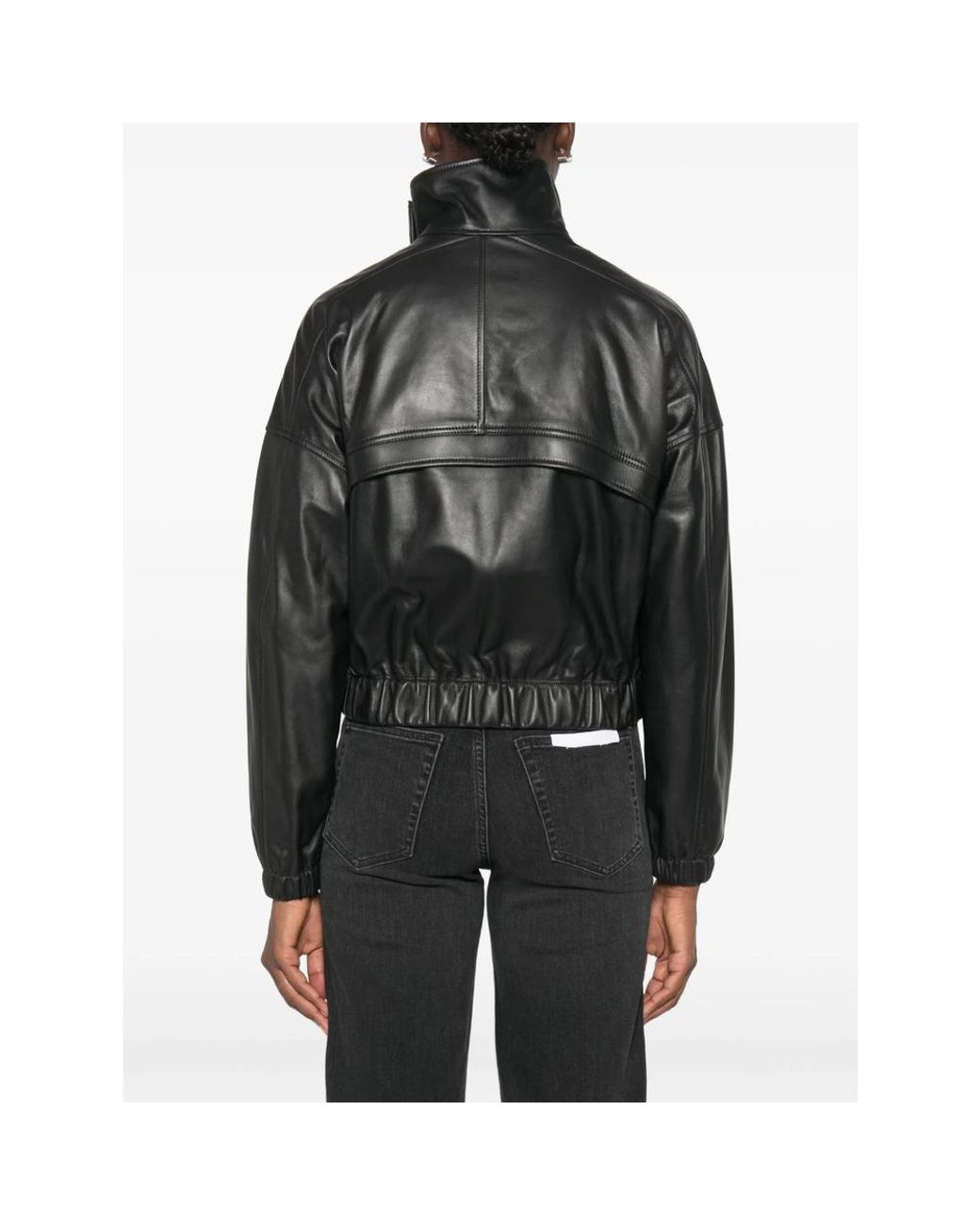 Vince Black Leather Bomber Jacket