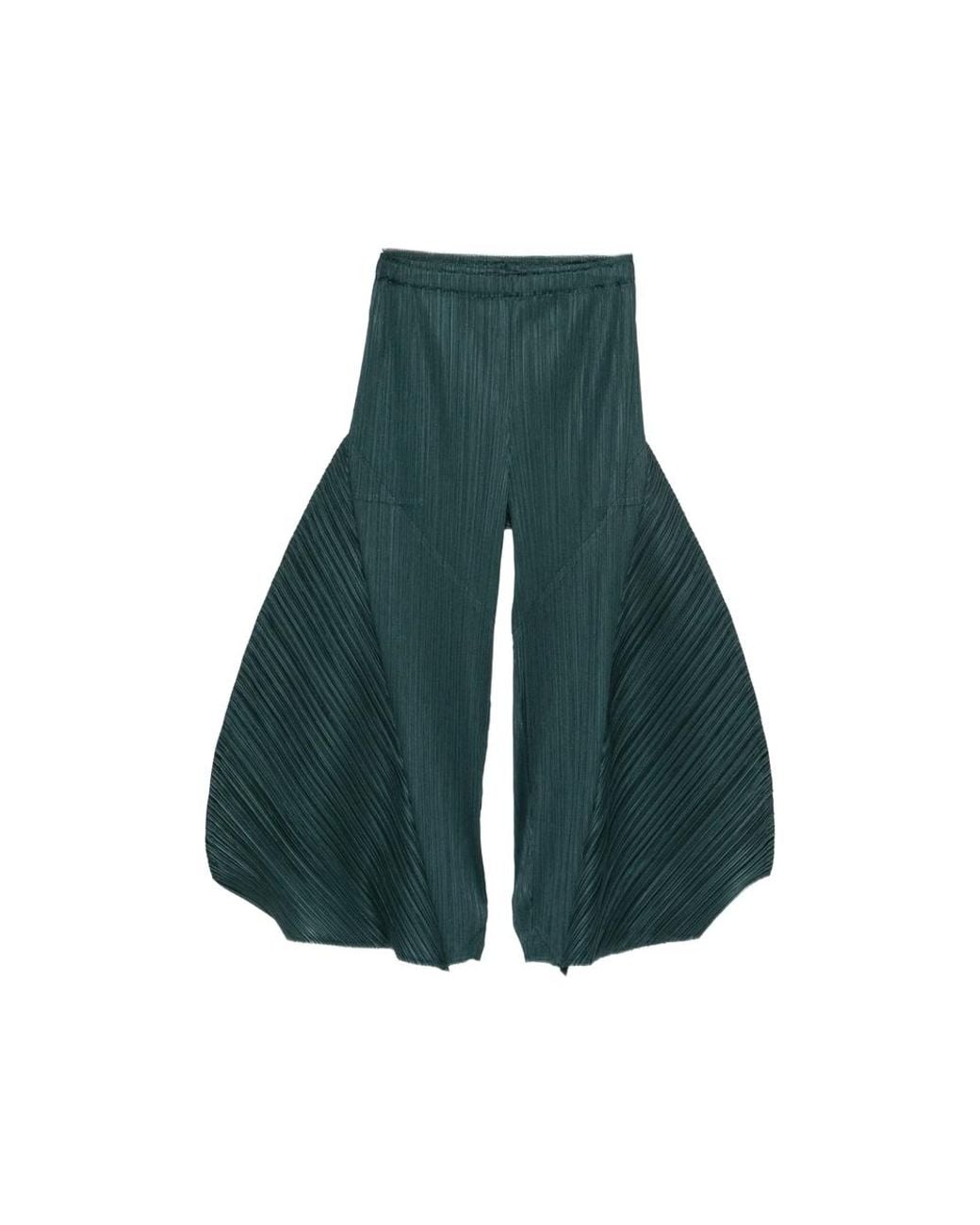 Pleats Please Issey Miyake Green Pleated Trousers