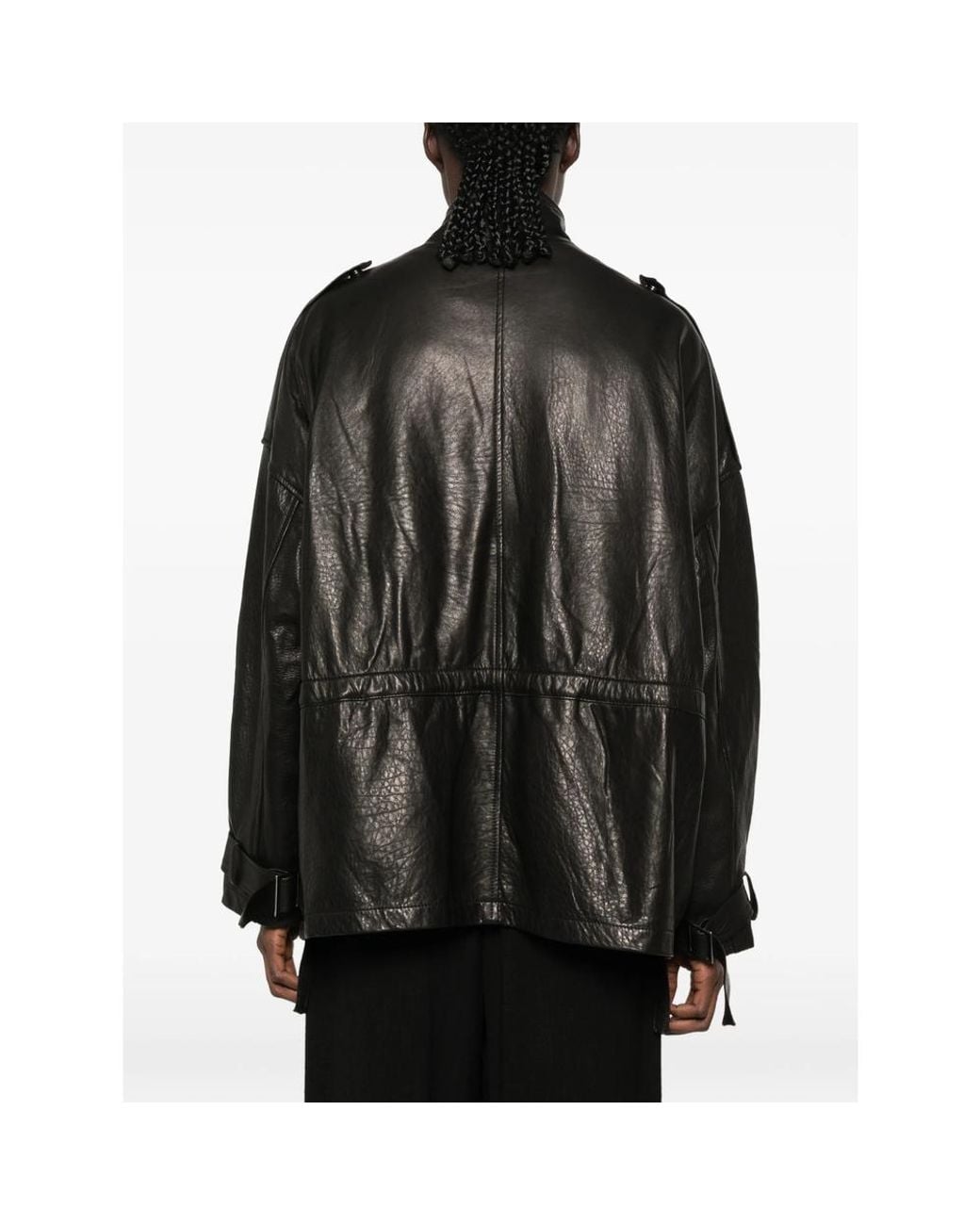 Giorgio Brato Black Leather Epaulette Jacket