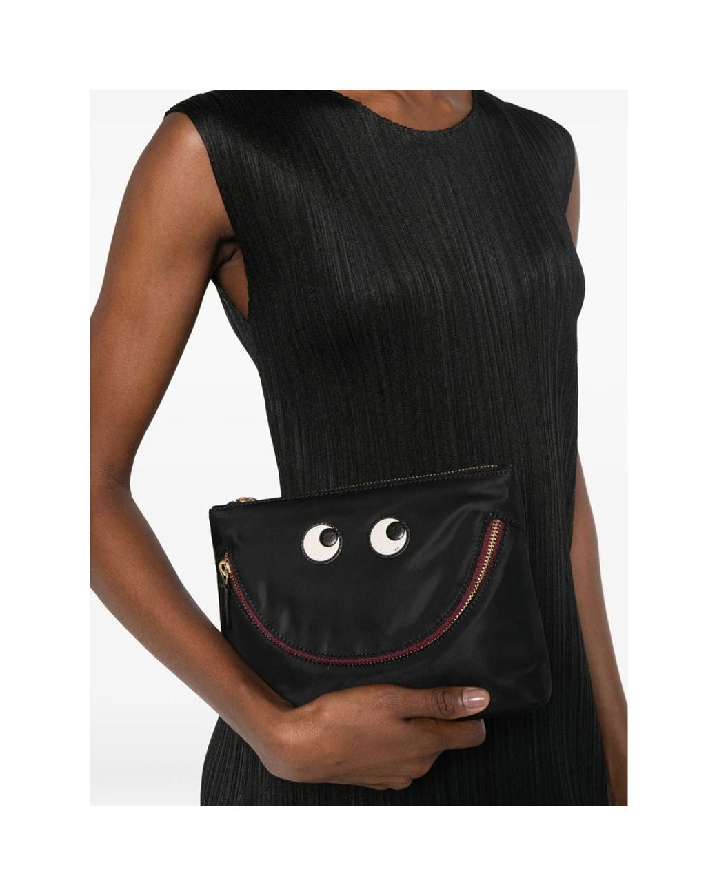 Anya Hindmarch Black Eyes Zip-Around Clutch Bag