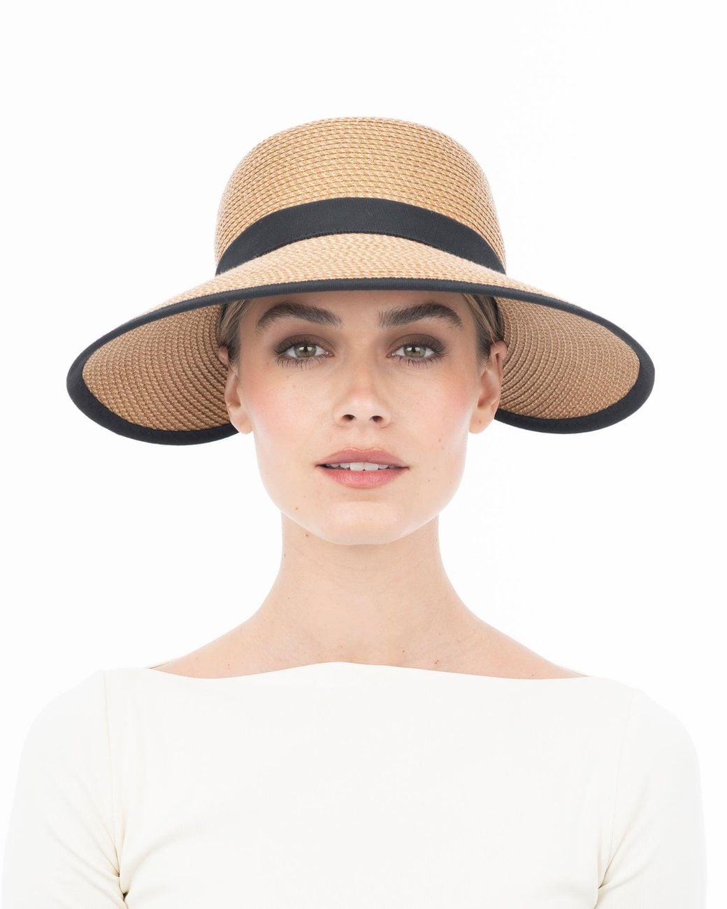 Eric Javits White Luxury Squishee Straw Visor, Adjustable Fit, Upf Rated, 4