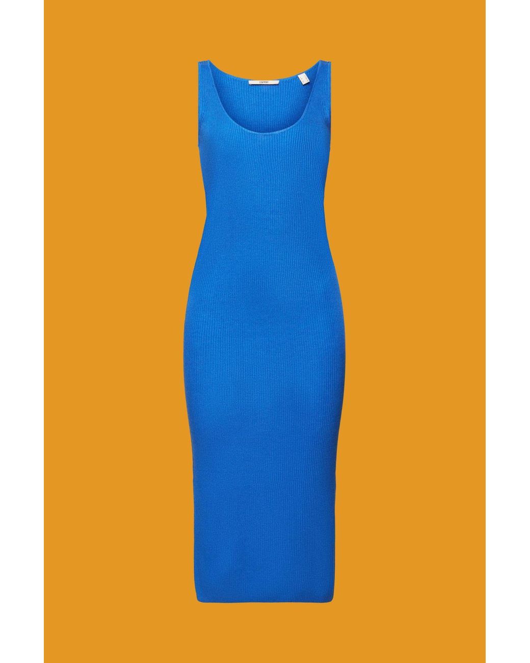 Esprit Midikleid Kleid aus Rippstrick, Leinenmix in Blau | Lyst DE