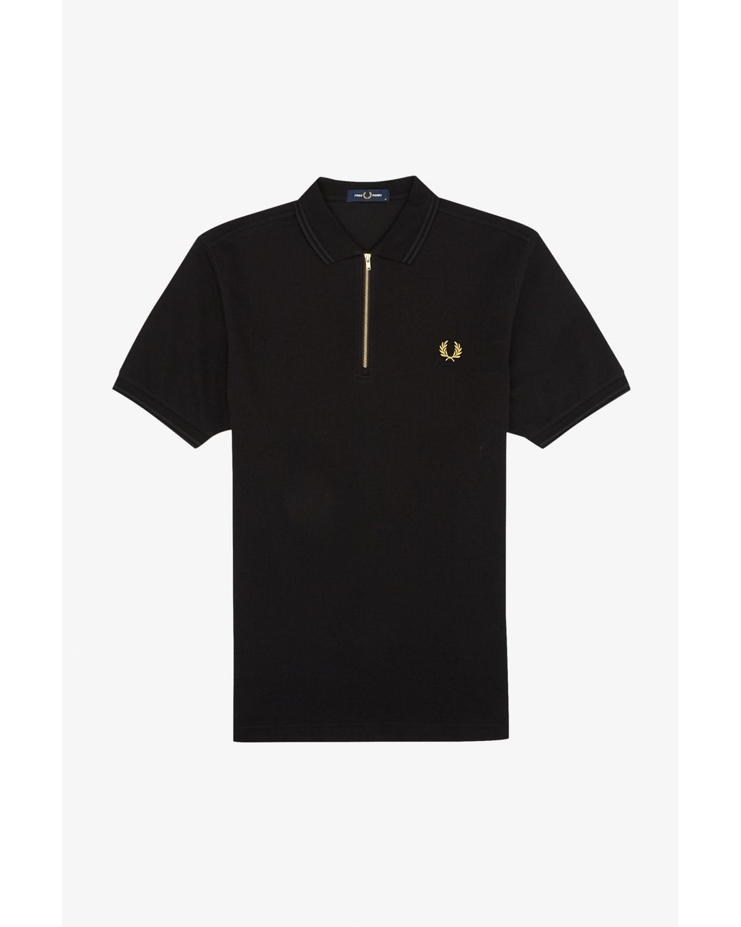 Investeren Erfgenaam Fervent Fred Perry Zip Neck Polo Shirt M8649 Black/gold for Men | Lyst Canada