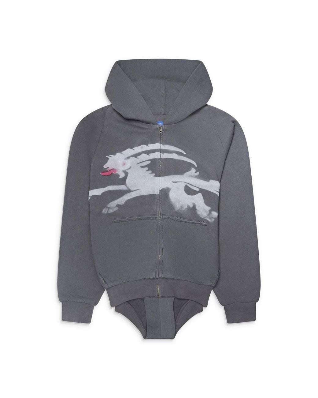 PROTOTYPES Gray Sprayed Goat Hoodie Romper for men