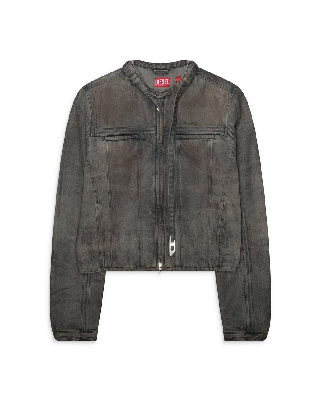 DIESEL Gray Dirty Moto Jacket for men