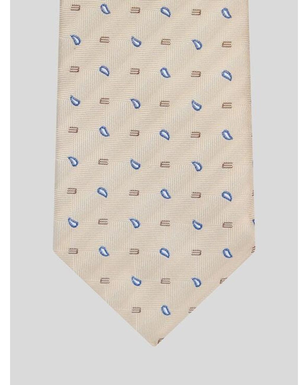 Etro White Micro-Paisley And Logo Tie for men