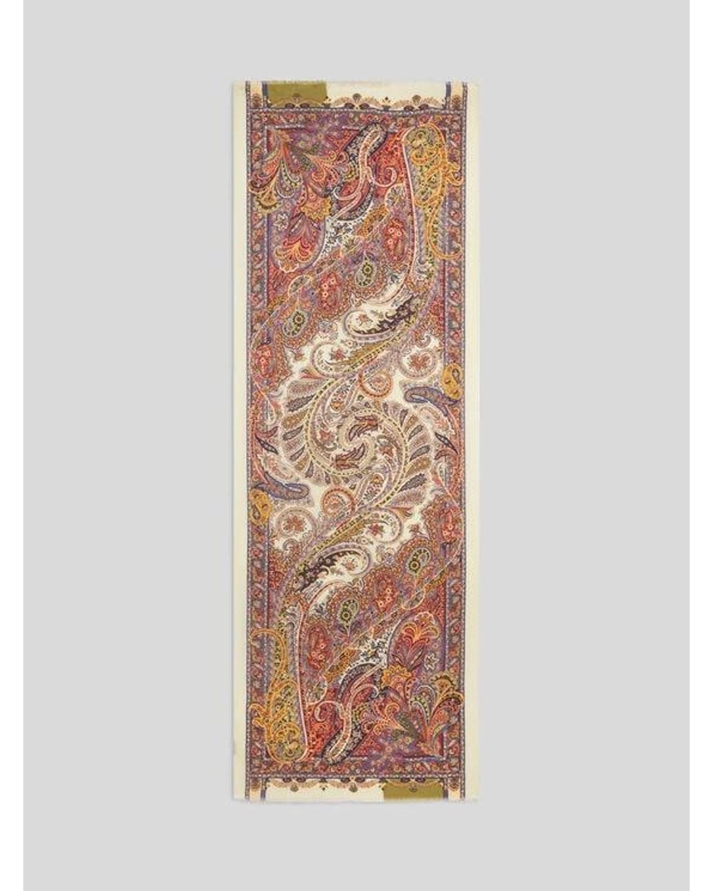 Etro Natural Cashmere And Silk Scarf With Paisley Print for men