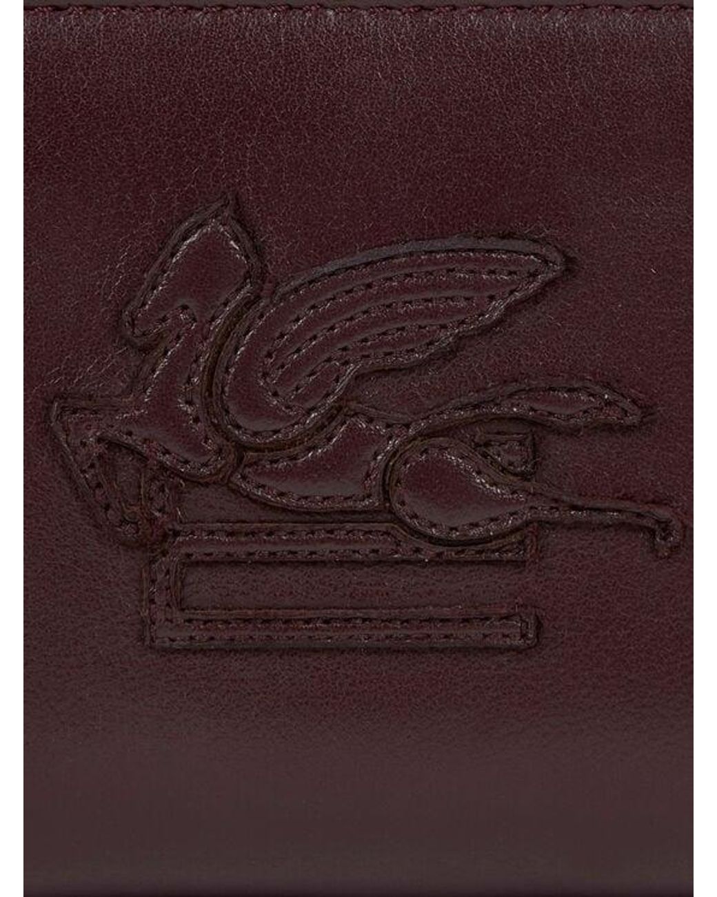 Etro Brown Libra Compact Zip-Around Leather Wallet With Pegaso