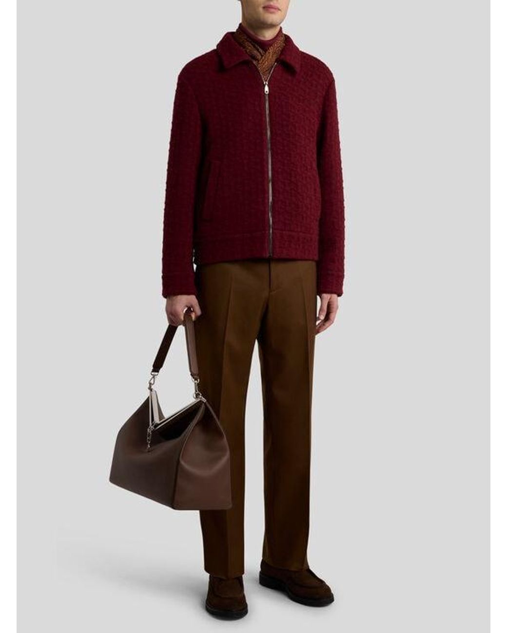 Etro Red Wool Turtleneck With Pegaso Logo for men