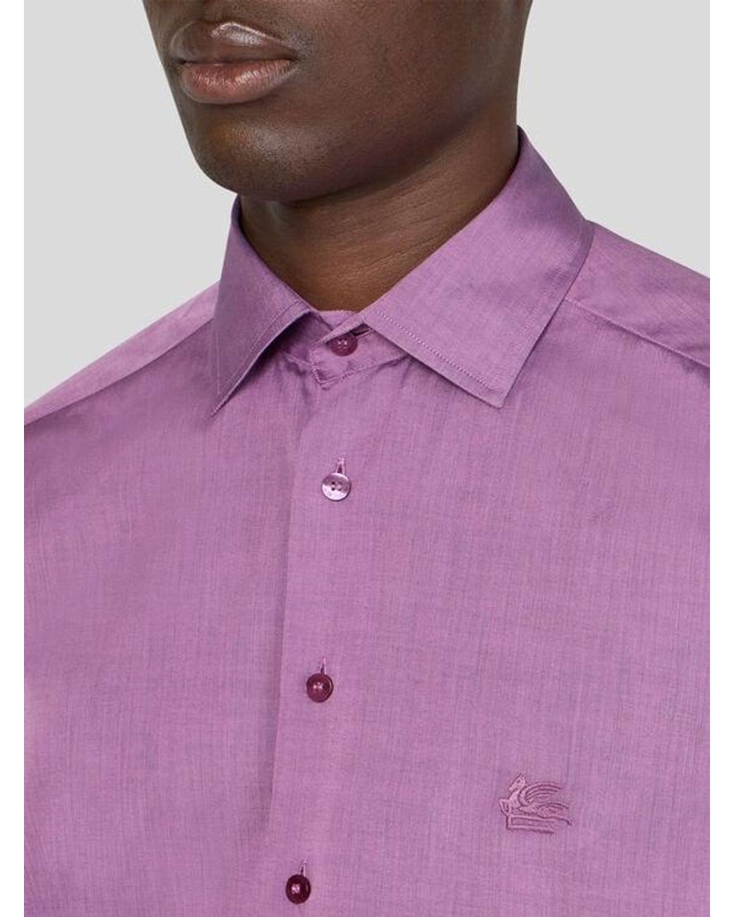 Etro Purple Shirt With Pegaso Embroidery for men