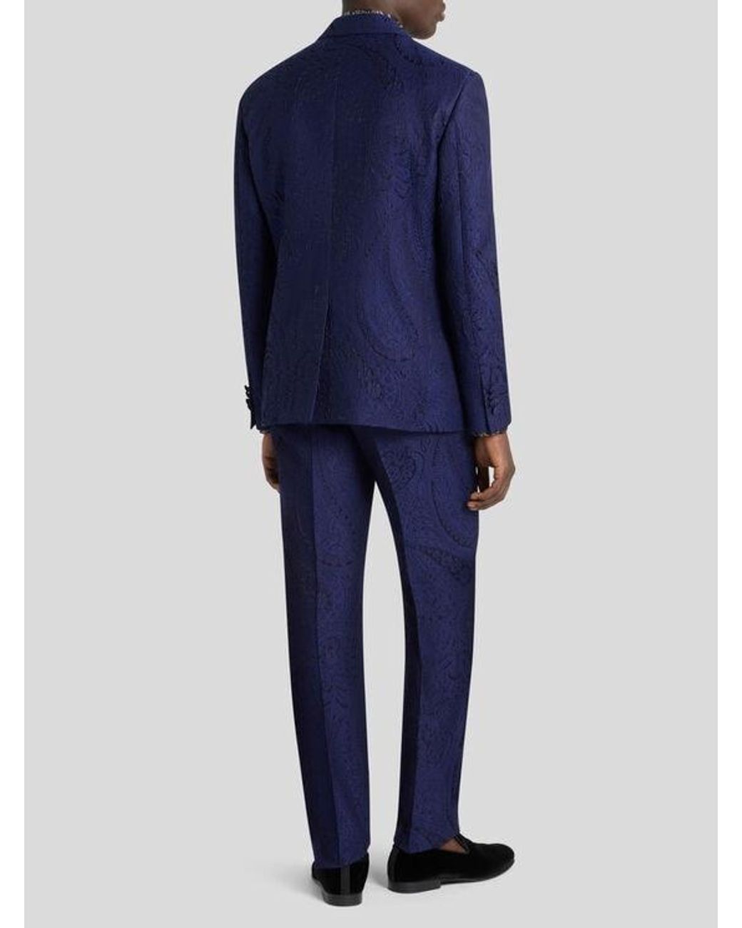 Etro Blue Jacquard Single-Breasted Jacket With Paisley Motif for men