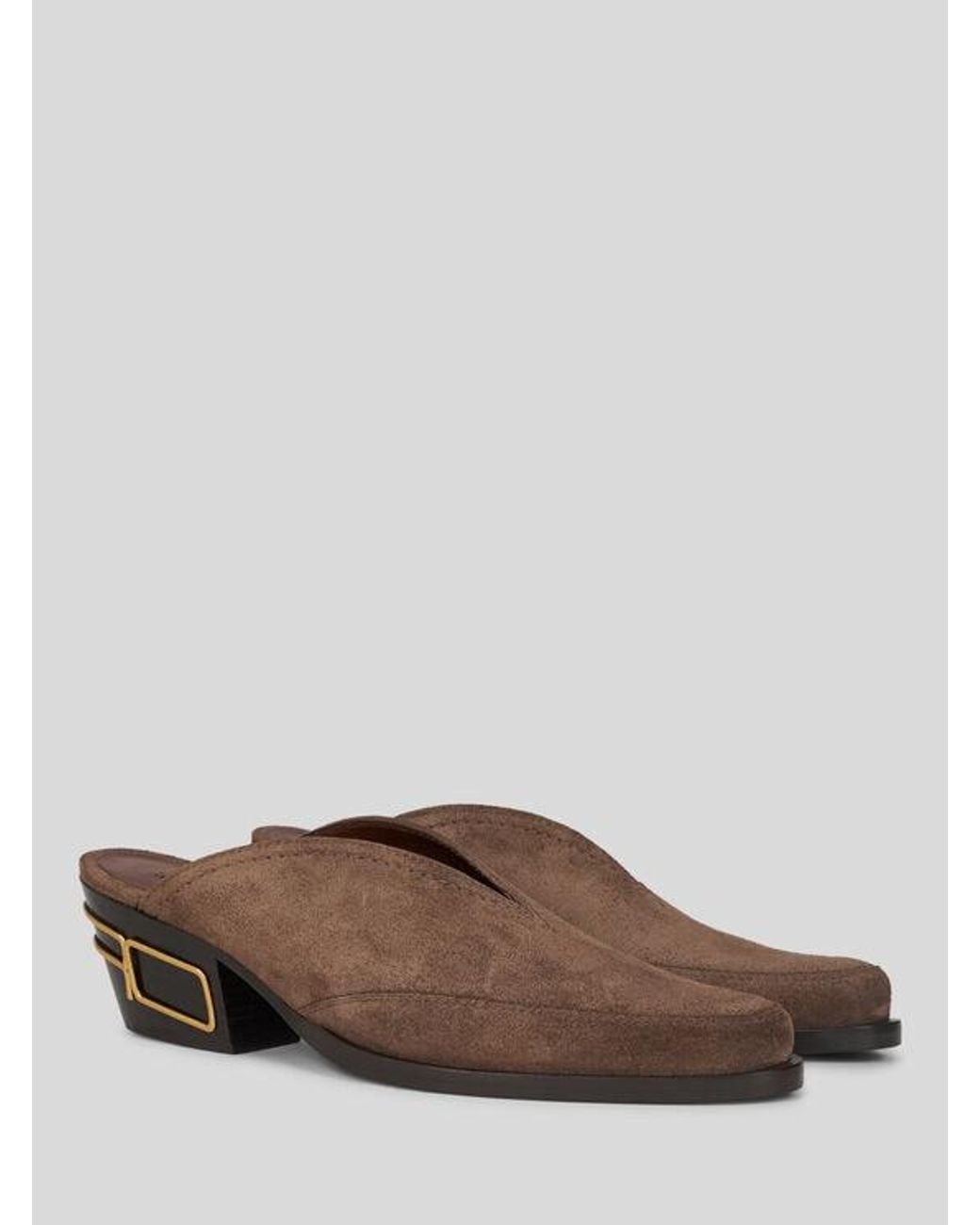Etro Brown Suede Mules With Texan Heel