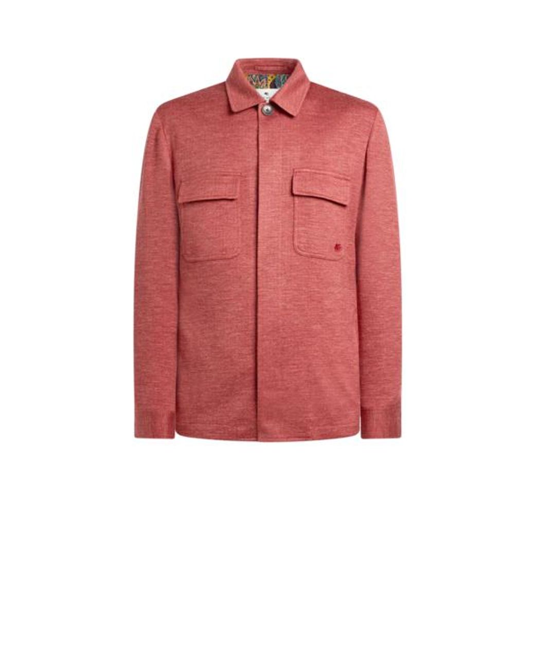 Etro Red Jaspé Wool-Blend Jersey Shacket for men