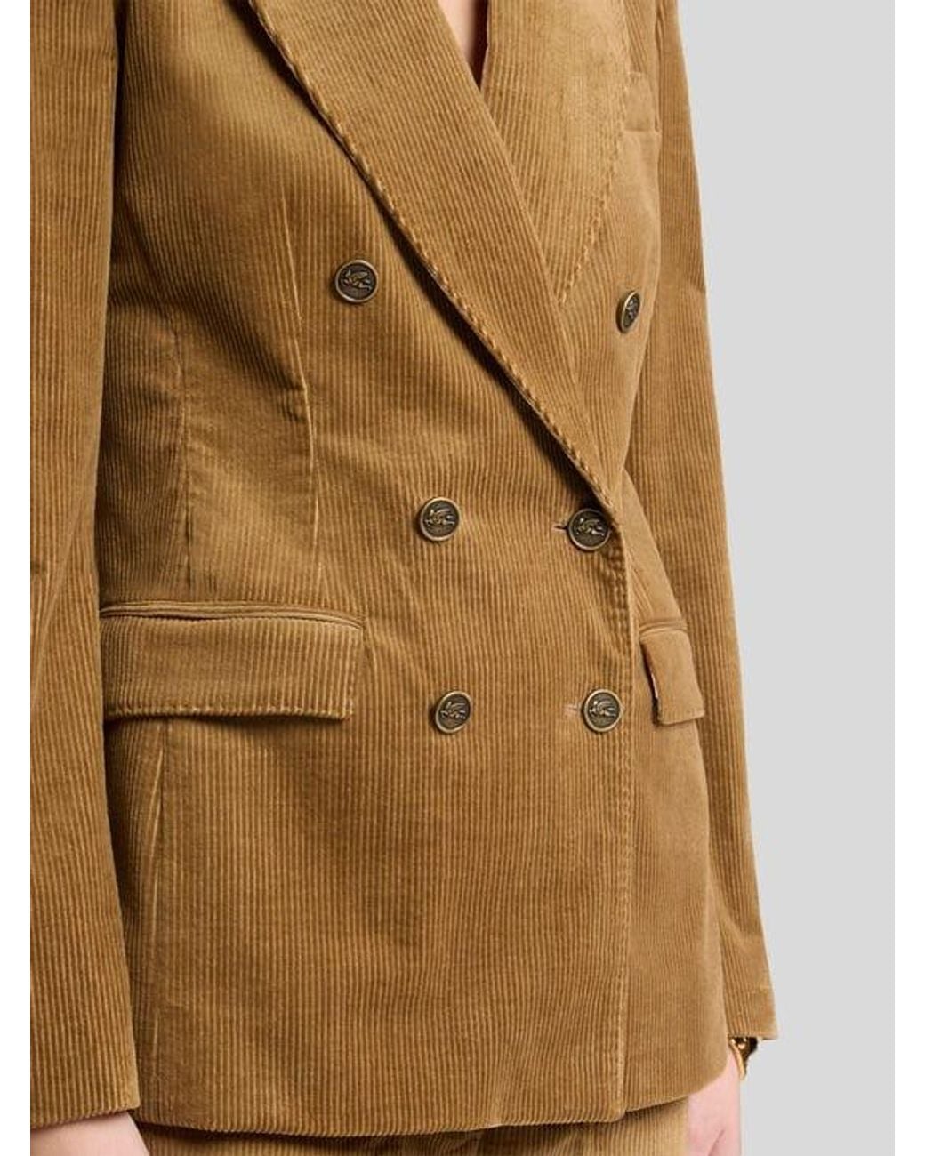 Etro Natural Double-Breasted Corduroy Velvet Jacket