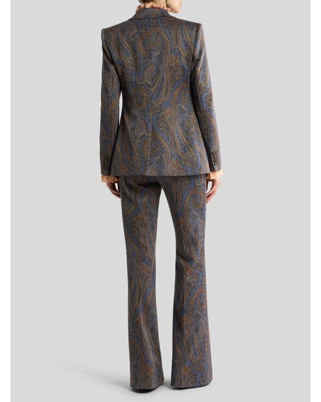 Etro Gray Single-Breasted Cotton-Blend Jacquard Jacket With Paisley Motif