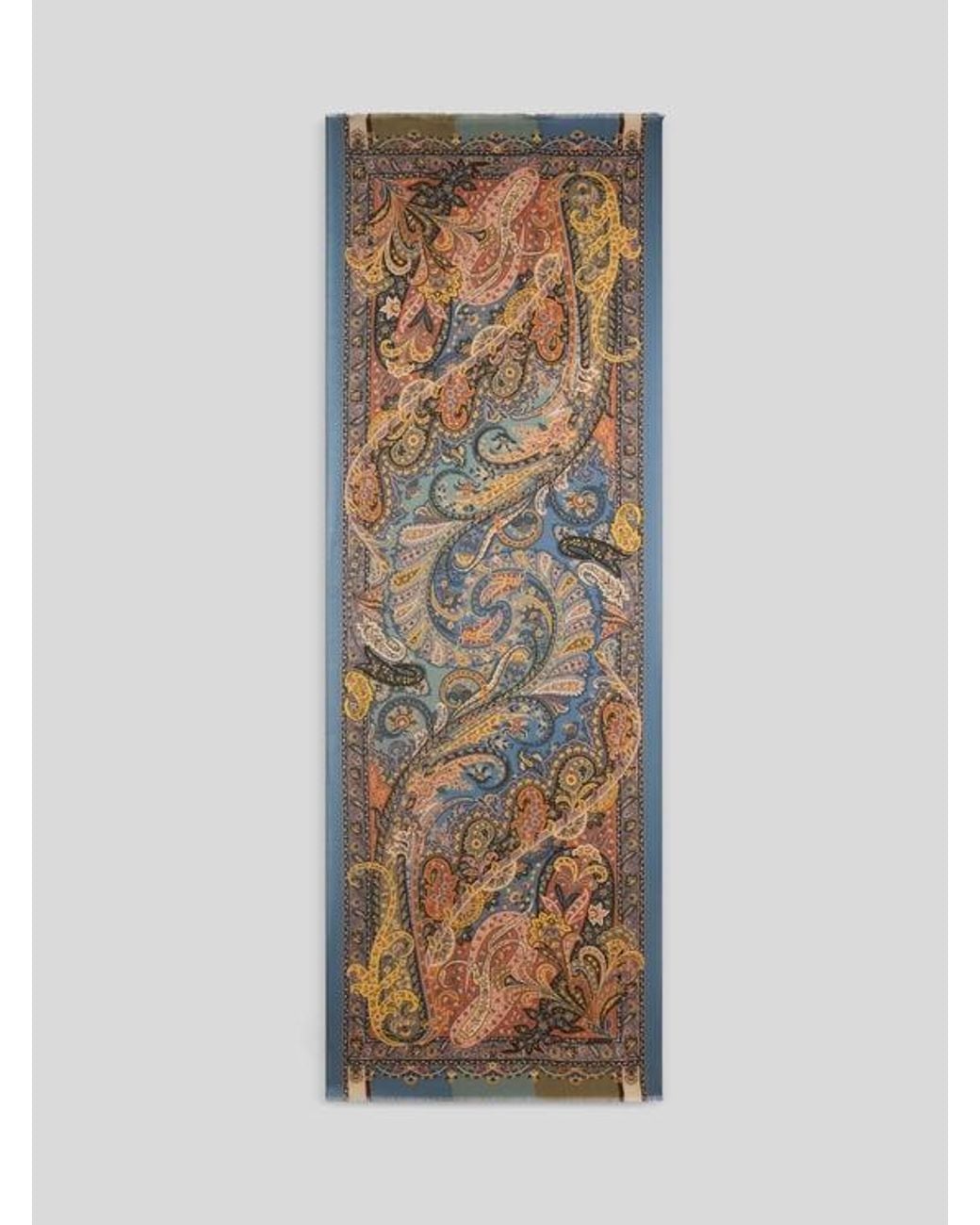 Etro Natural Cashmere And Silk Scarf With Paisley Print for men