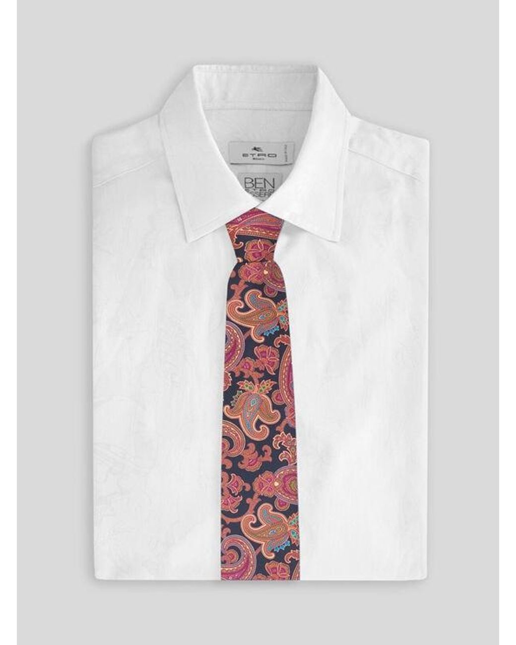 Etro White Silk Tie With Paisley Motif for men