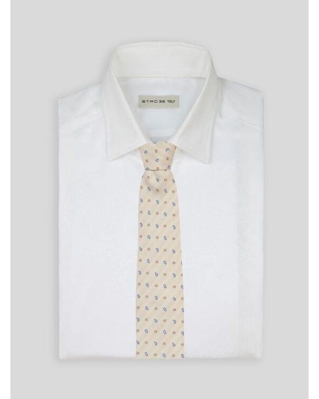 Etro White Micro-Paisley And Logo Tie for men