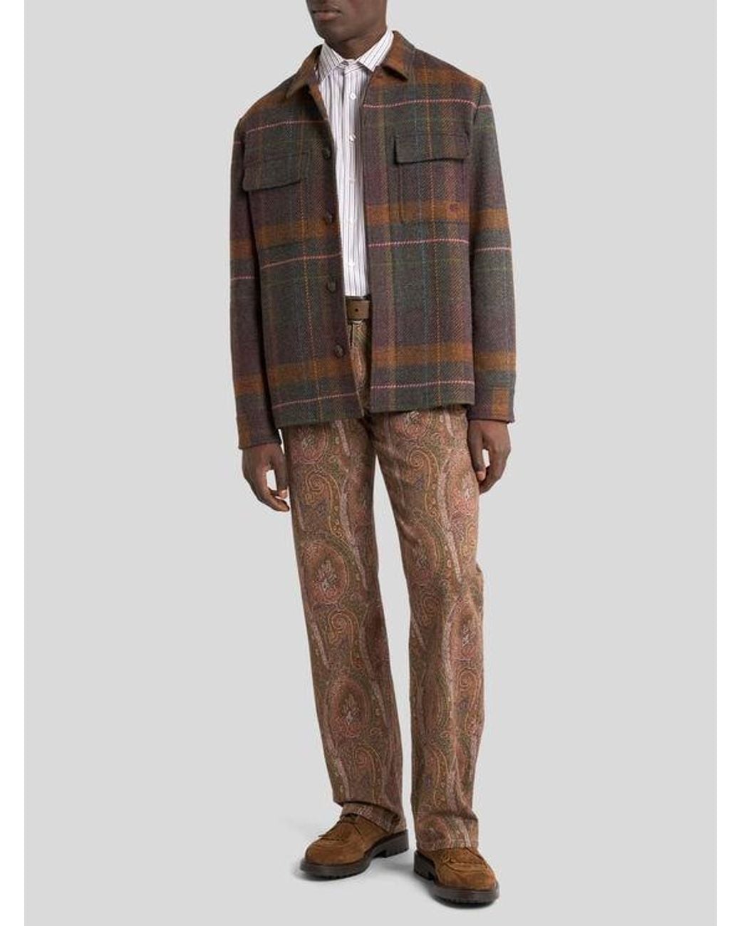 Etro Brown Straight-Leg Cotton Denim Jeans With Arnica Motif for men