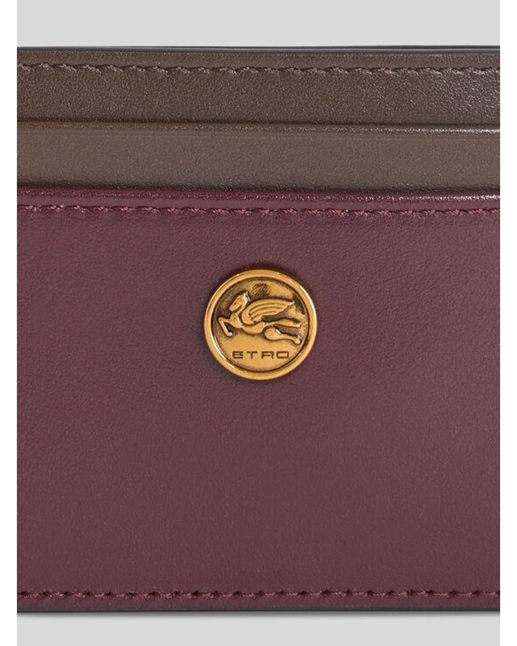Etro Purple Two-Tone Leather Card Holder