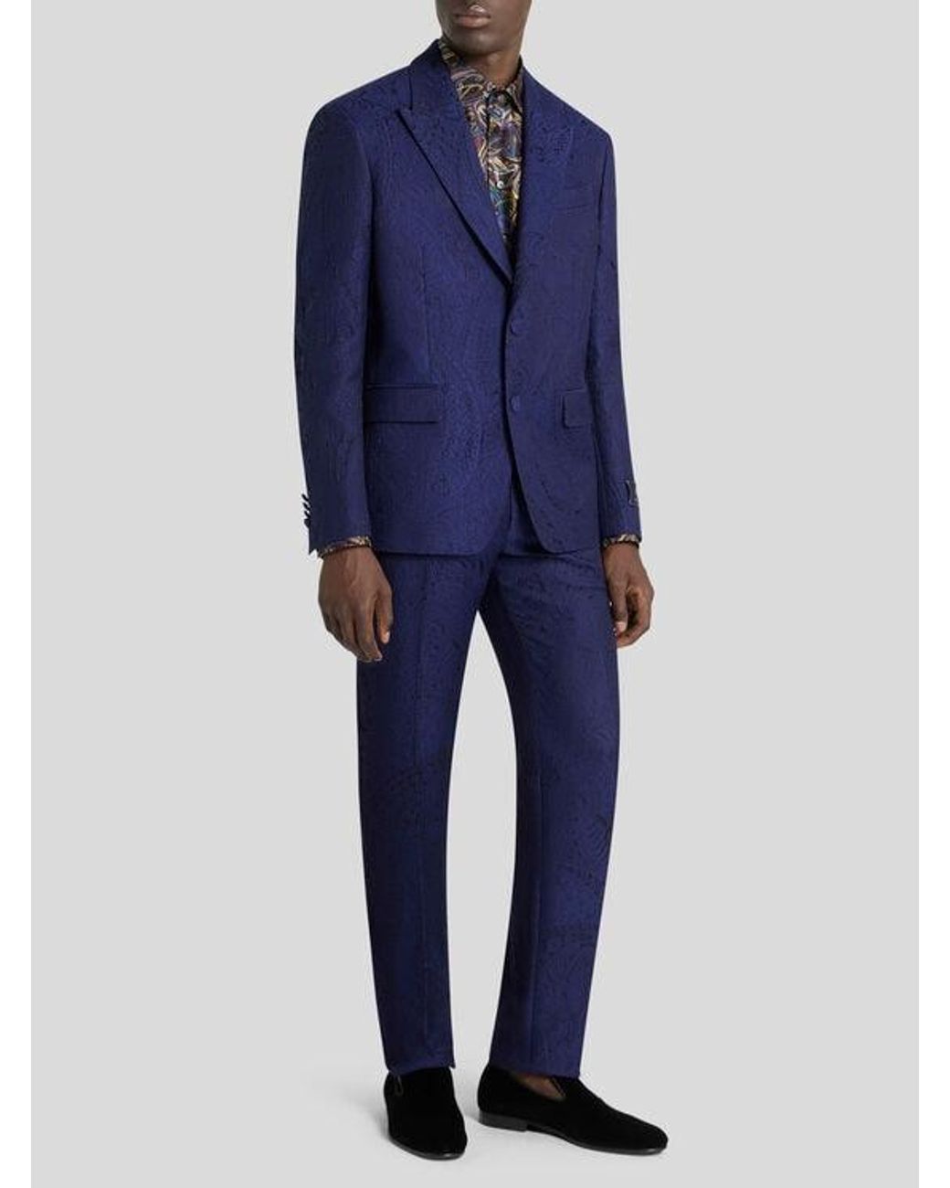 Etro Blue Jacquard Single-Breasted Jacket With Paisley Motif for men
