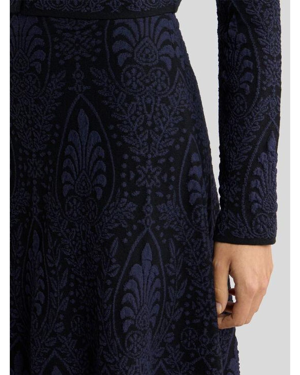 Etro Blue Jacquard Maxi Skirt With Medallion Motif