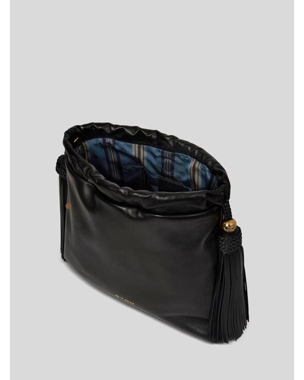 Etro Black Medium Leather Kalispera Bag With Tassels