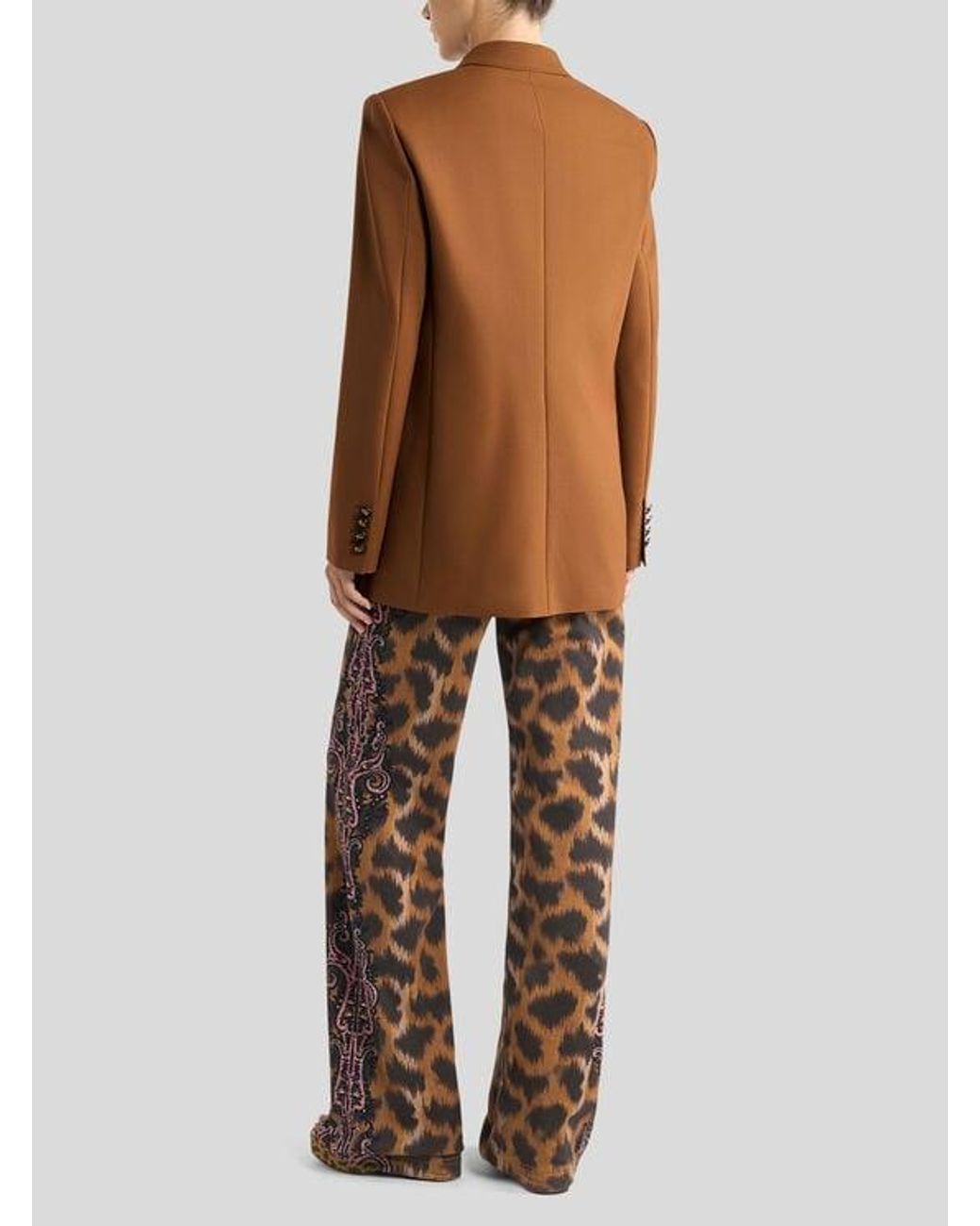 Etro Multicolor Double-Breasted Stretch Wool Jacket With Pegaso Buttons