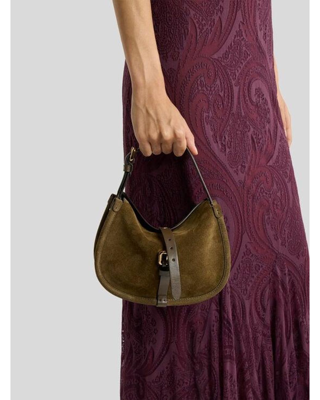 Etro Brown Small Suede Pony Bag