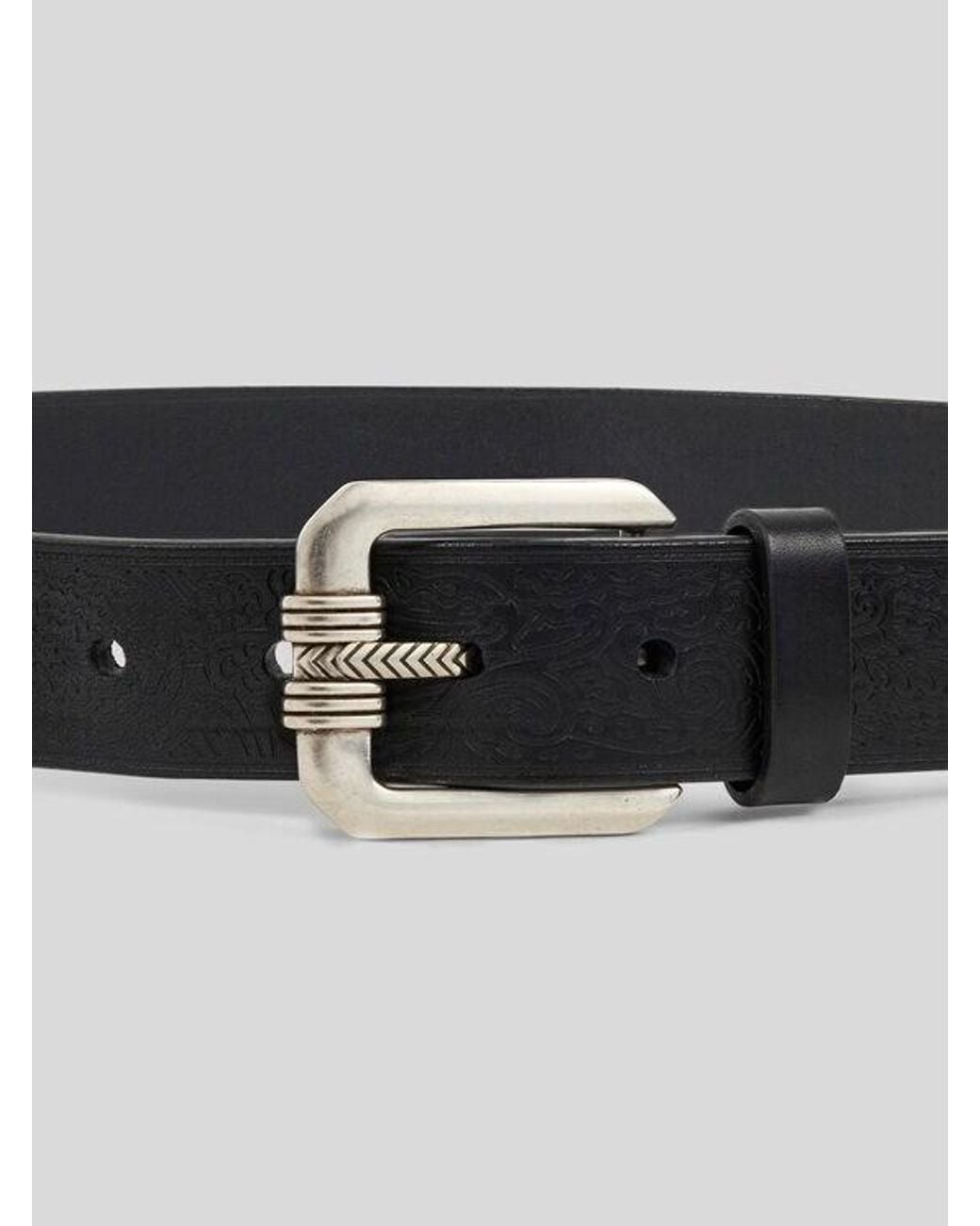 Etro Black Leather Belt With Engraved Motif for men
