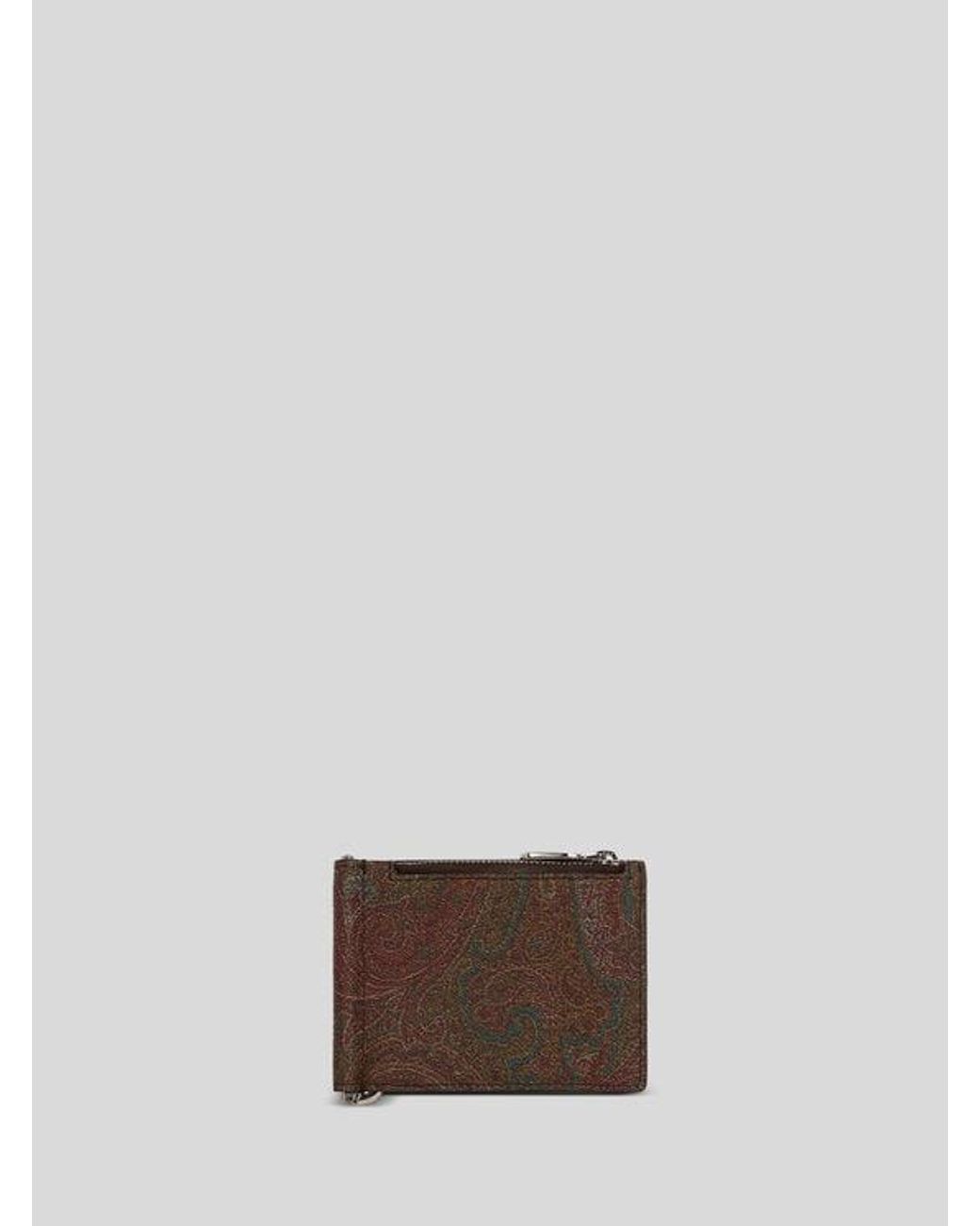 Etro Brown Arnica Bifold Card Holder for men