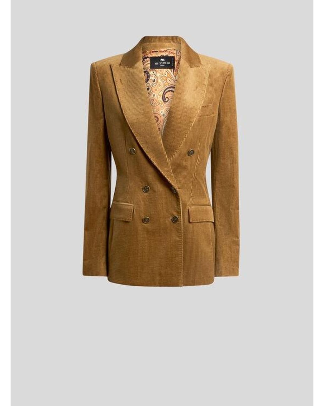 Etro Natural Double-Breasted Corduroy Velvet Jacket