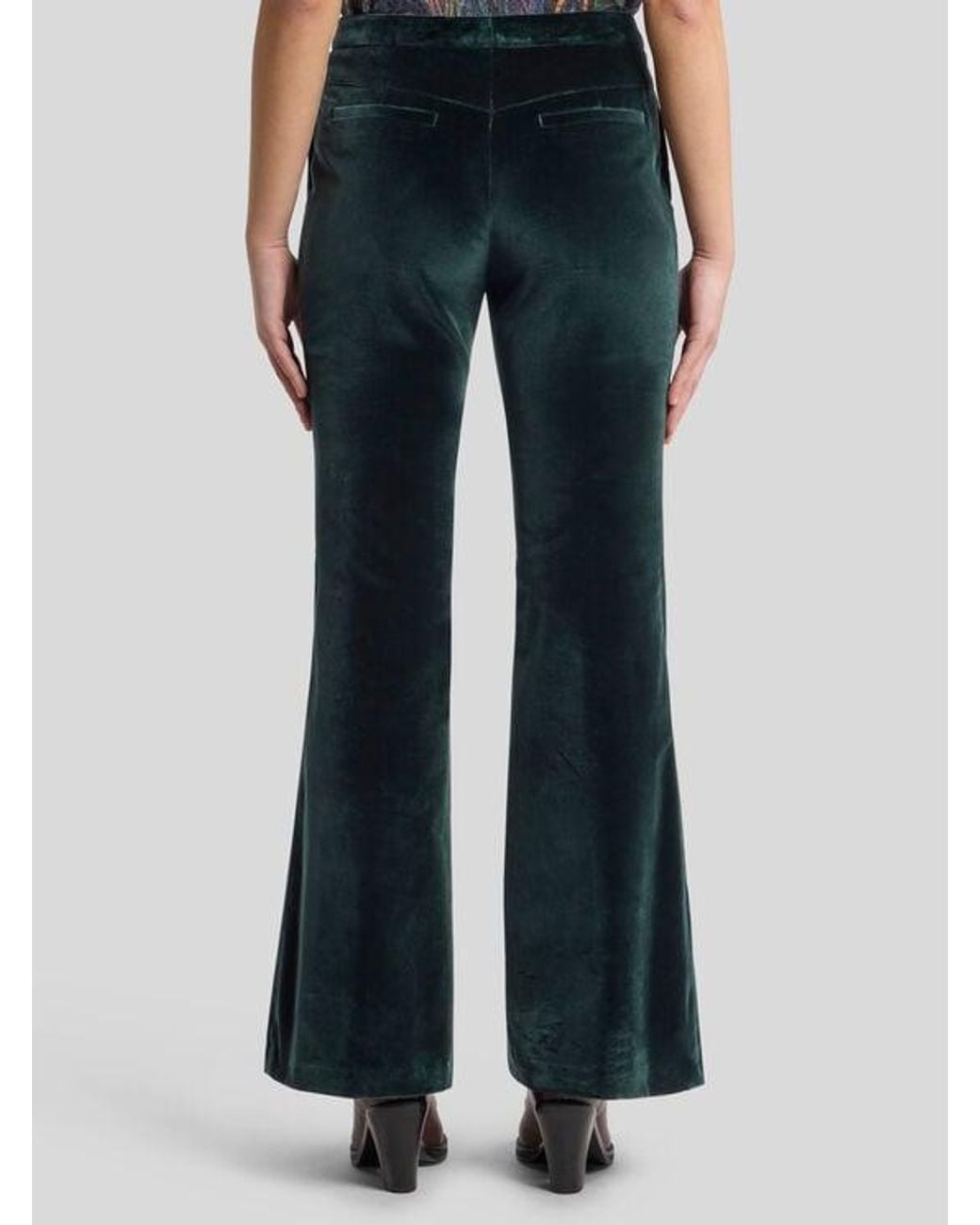 Etro Blue Flared Stretch Cotton Velvet Trousers