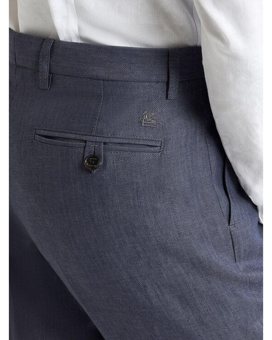Etro Blue Linen Trousers for men