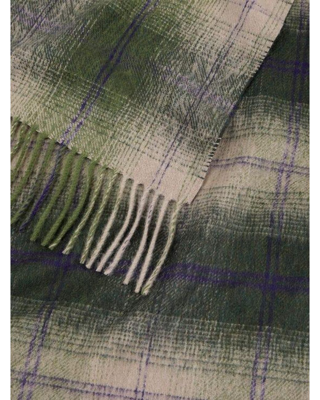 Etro Green Wool And Cashmere Jacquard Scarf With Arnica And Check Motifs for men