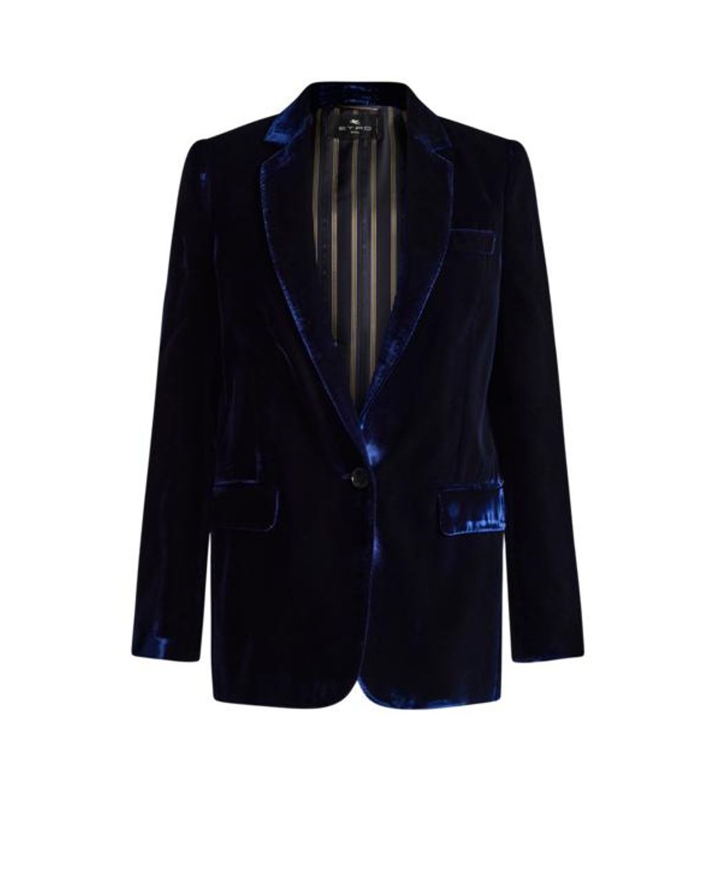 Etro Blue Single-Breasted Velvet Jacket