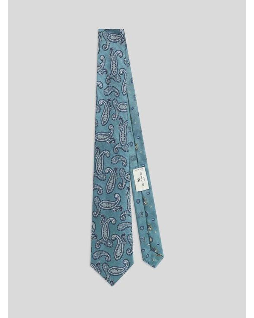 Etro Blue Silk Jacquard Tie With Two Motifs for men