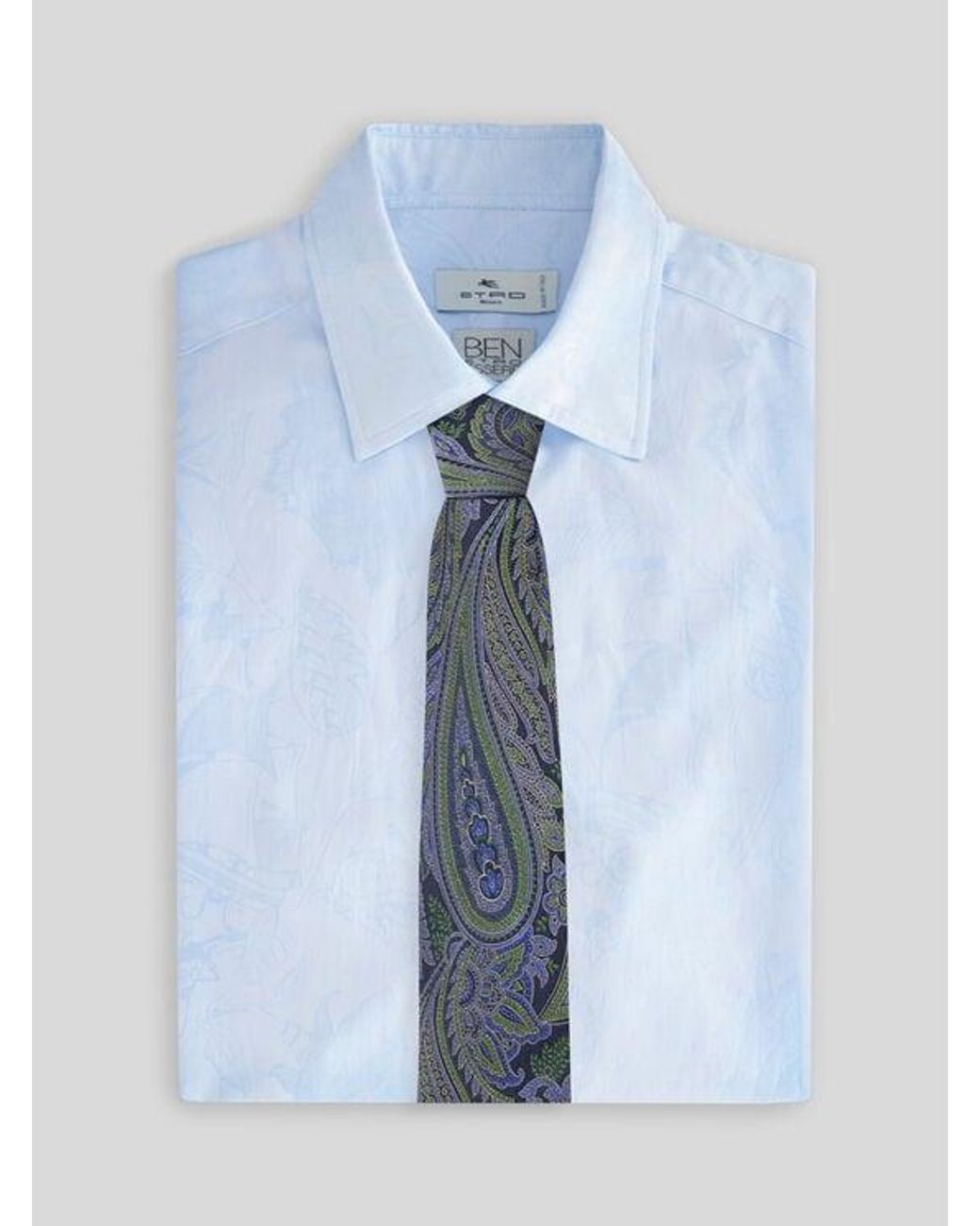 Etro Blue Paisley Silk Jacquard Tie for men