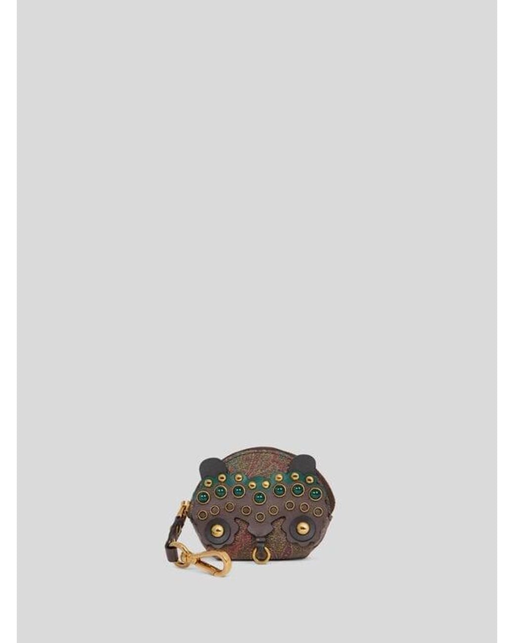 Etro White Arnica Coin Purse Charm With Studs