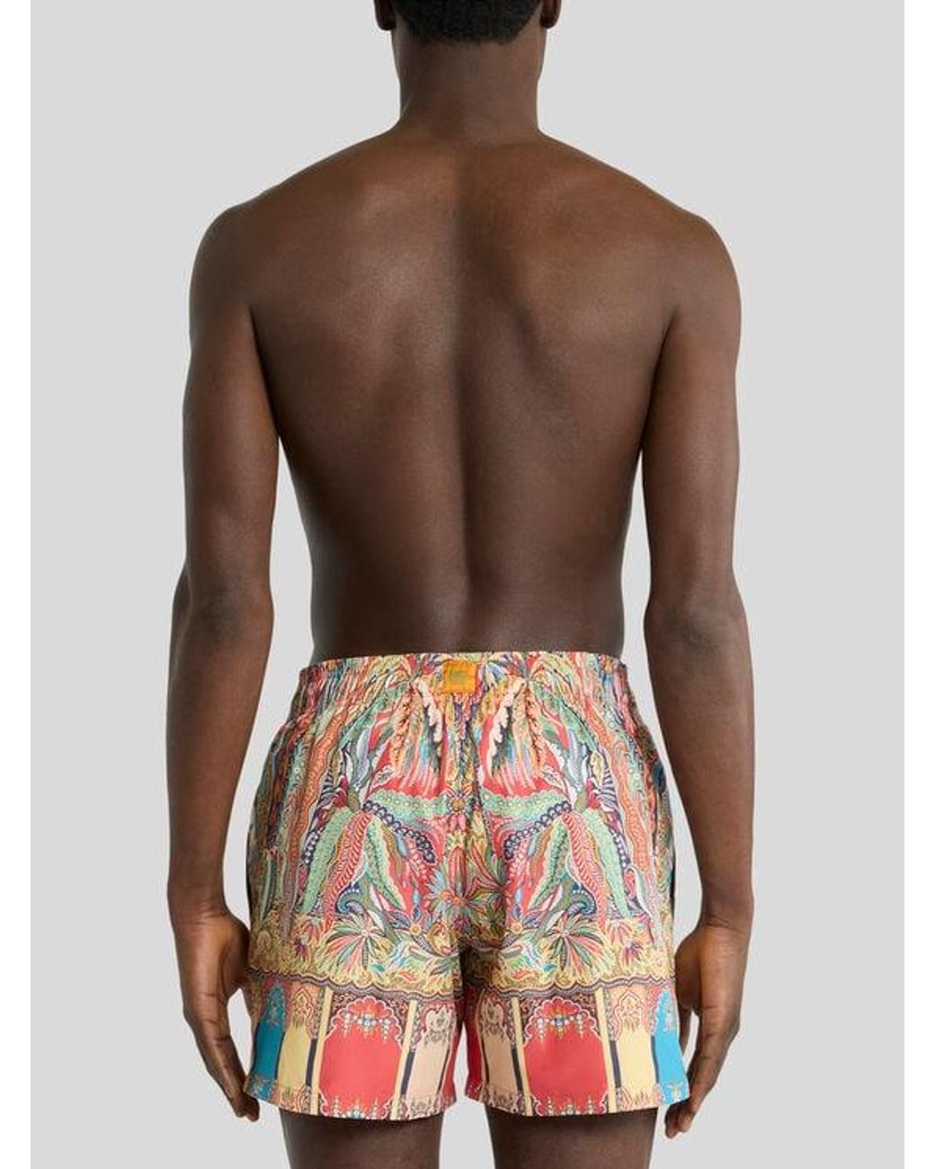 Etro White Swimsuit With Placed Floral Paisley Print for men