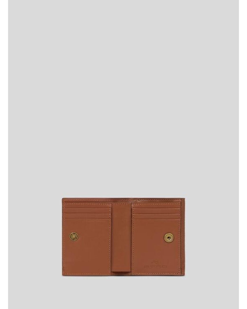 Etro Brown Small Tumbled Leather Pony Wallet