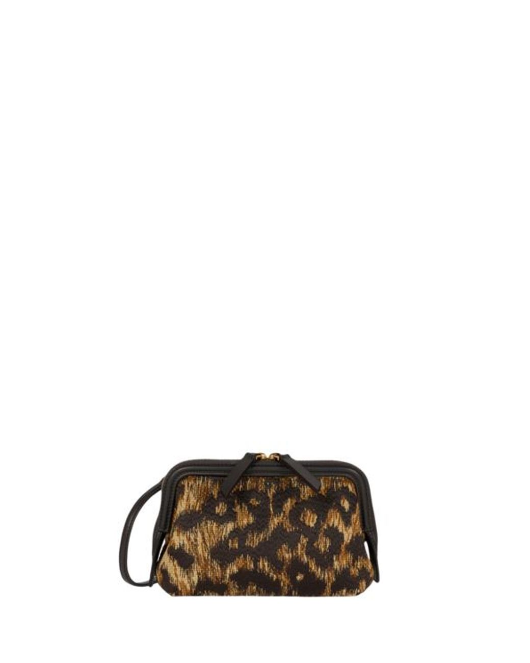 Etro Brown Raffia Doc Pouch With Animal Embroidery