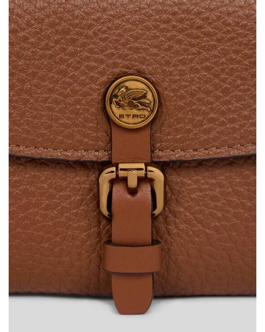 Etro Brown Small Tumbled Leather Pony Wallet