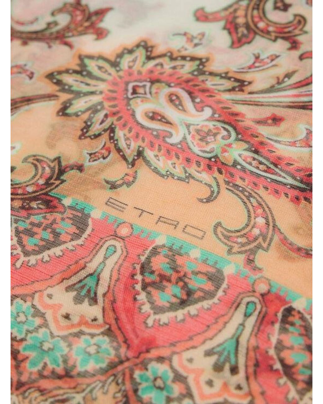 Etro Natural Linen-Blend Scarf With Floral Paisley Motif for men