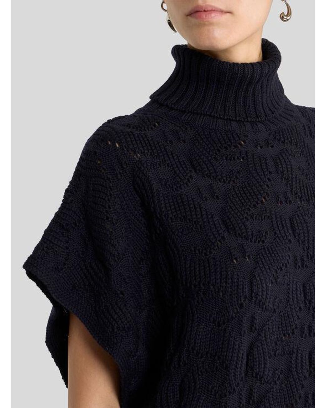 Etro Black Wool-Blend Turtleneck Sweater With Paisley Detailing